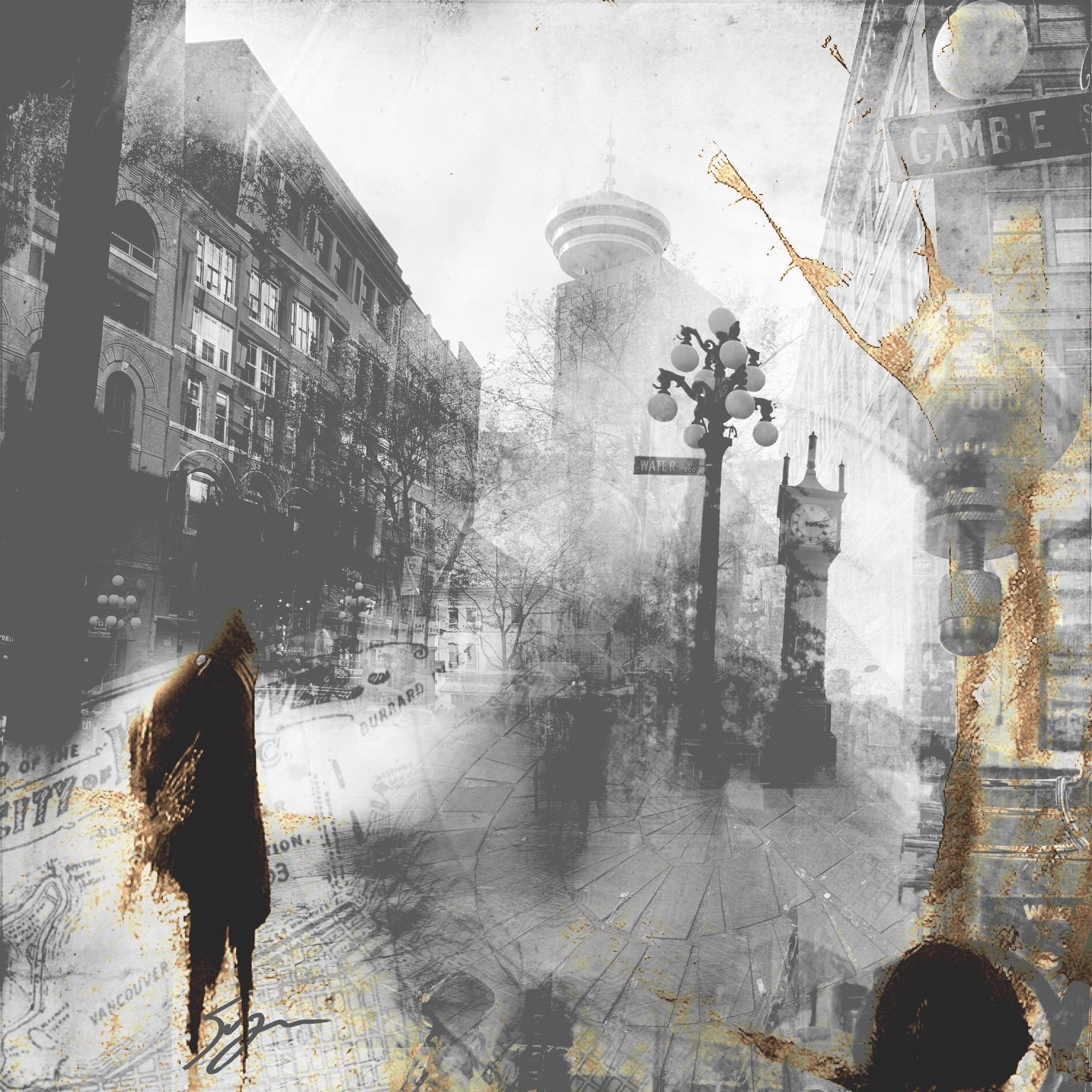 abstract man walking in Gastown