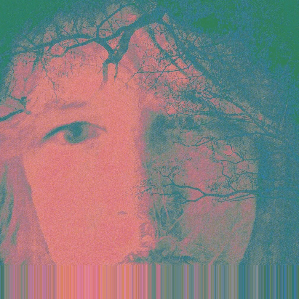 pink and green image of me